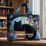 Handmade Bag | Black Cat on Books