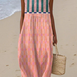Lily Striped Pastel Midi Dress