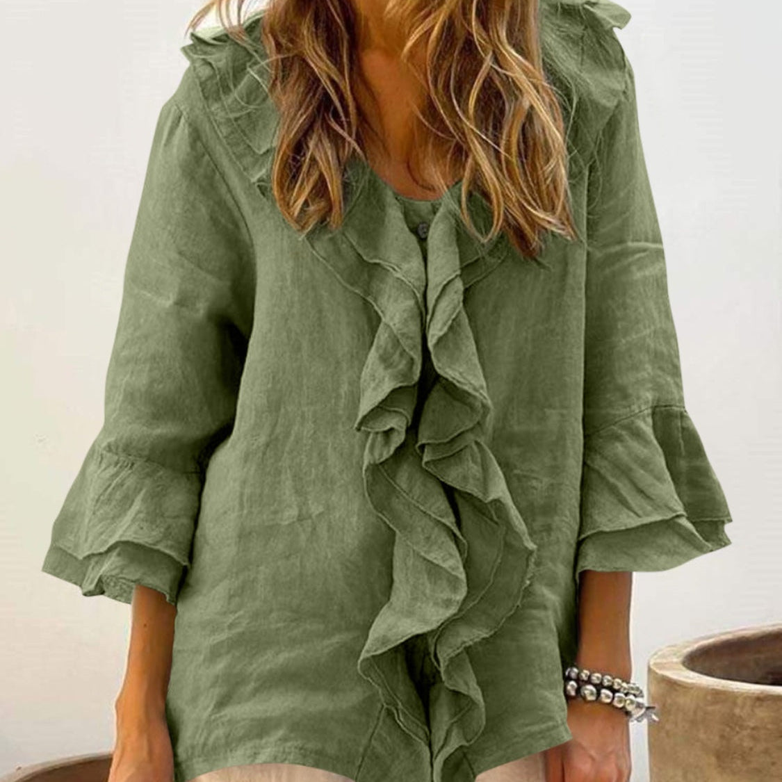 NADINE™ | Women Chic Bell Sleeve Ruffle Top