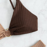 Natalie | Ribbed Two Tone High Leg Bikini