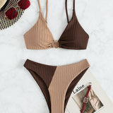 Natalie | Ribbed Two Tone High Leg Bikini