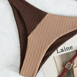 Natalie | Ribbed Two Tone High Leg Bikini