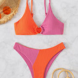 Natalie | Ribbed Two Tone High Leg Bikini