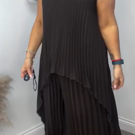 Sherry™ Pleated Midi Top & Wide-Leg Pants Set | Elegant Two-Piece Set