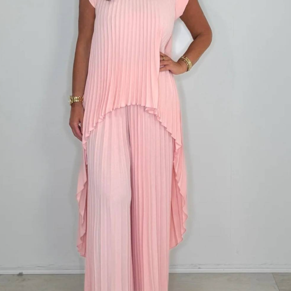 Sherry™ Pleated Midi Top & Wide-Leg Pants Set | Elegant Two-Piece Set