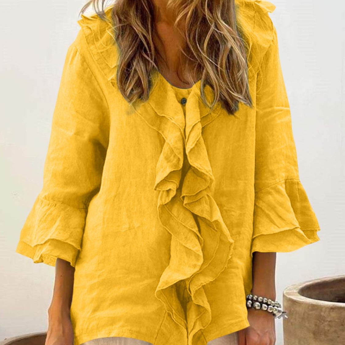 NADINE™ | Women Chic Bell Sleeve Ruffle Top