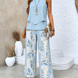 Juliette™ Elegant Two-Piece Set | Flowing Blouse and Wide-Leg Trousers