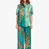Eliza™ Elegant Two-Piece Set | Paisley-Print Shirt and Wide-Leg Pants