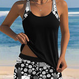Suzan - Swimsuit Tank Top with Printed Boxer Set