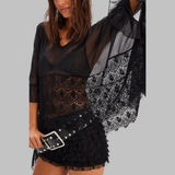 Leona Classy V-Neck Batwing Sleeve Cover-Up Top | Elegant Everyday Top