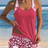 Suzan - Swimsuit Tank Top with Printed Boxer Set