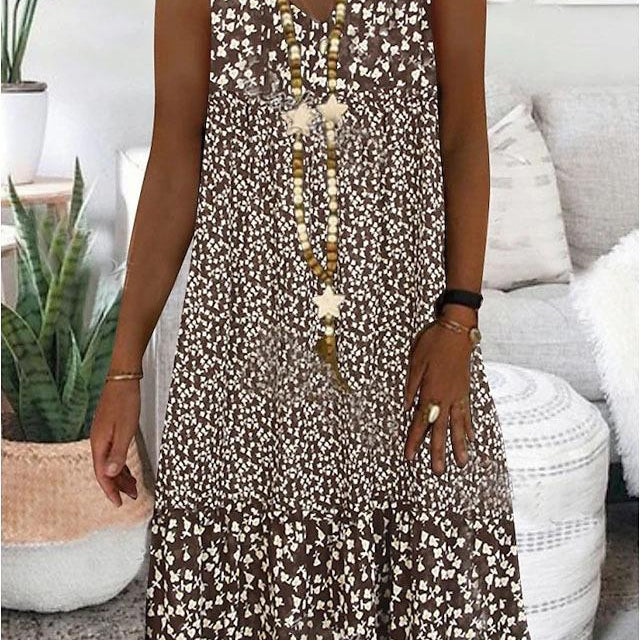 Ann - Sleeveless Floral V-Neck Dress