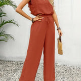 Zella™ Elegant Two-Piece Set | Lace-Trimmed Top and Wide-Leg Trousers