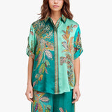 Eliza™ Elegant Two-Piece Set | Paisley-Print Shirt and Wide-Leg Pants