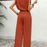 Zella™ Elegant Two-Piece Set | Lace-Trimmed Top and Wide-Leg Trousers