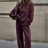 Elyza™ Soft Two-Piece Set | High-Neck Top and Wide-Leg Pants
