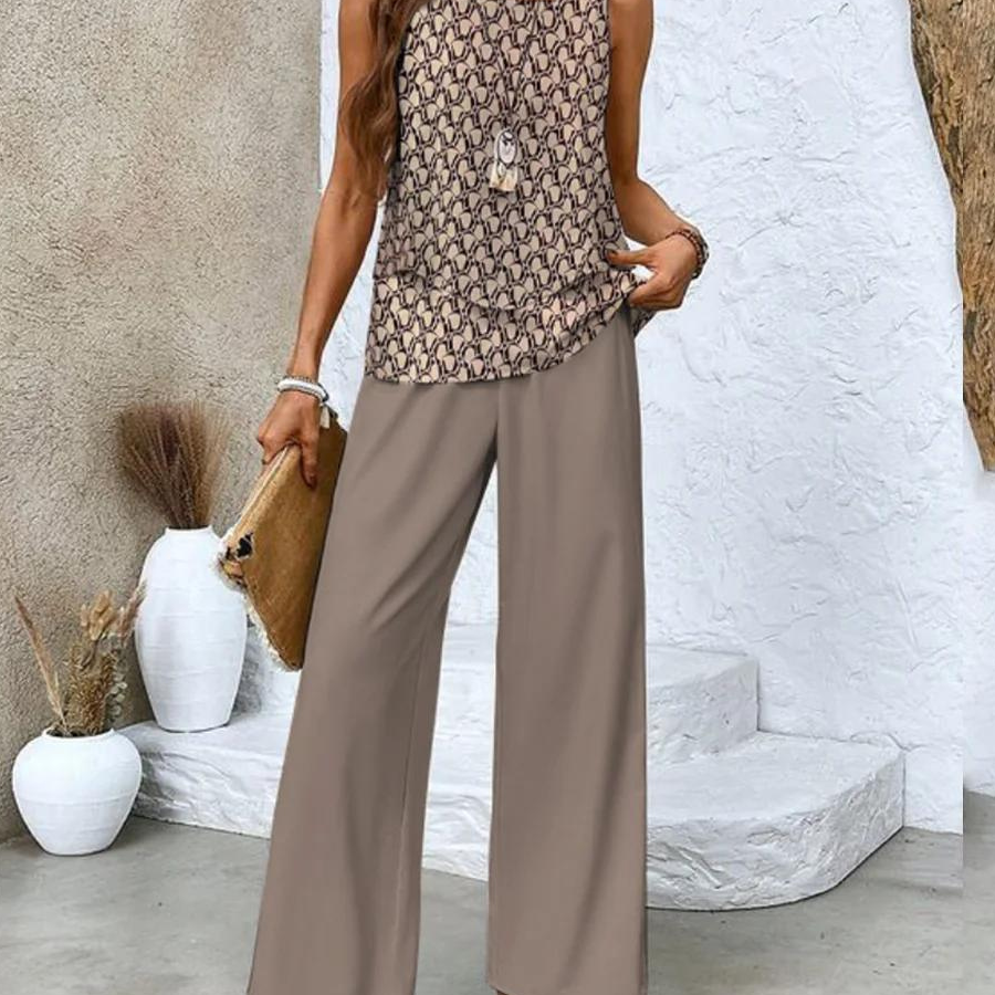 Juliette™ Elegant Two-Piece Set | Flowing Blouse and Wide-Leg Trousers