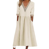Lynda - Lace Collar Mid-Length Dress