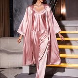 Isabella | 3-Piece Satin Robe Nightwear Set