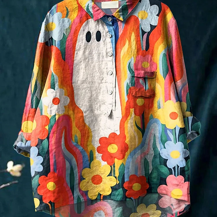 Mayla Plant Art Shirt | Artistic Long Sleeve Shirt