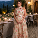 Aurelle | Halter Neck Floral Midi Dress
