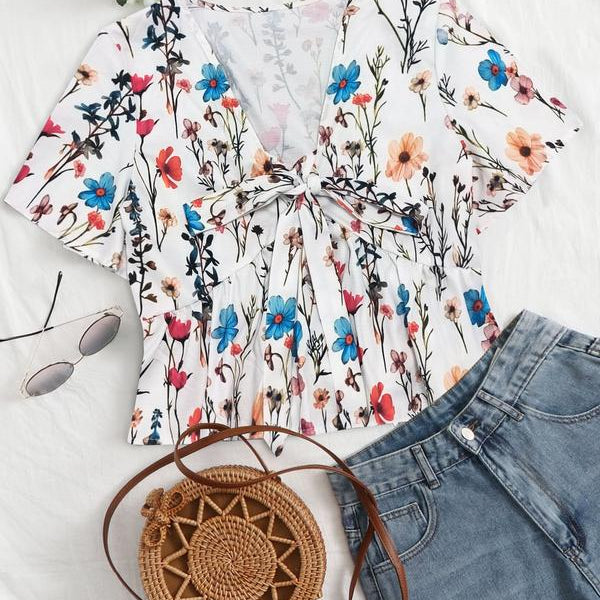 Althea Casual Summer V-Neck Flowy Top | Breezy Elegant Summer Top
