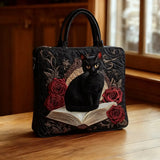 Handmade Bag | Black Cat on Books
