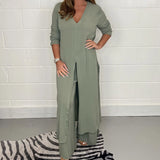 Cherly™ Comfy Two-Piece Set | Flowy Blouse and Wide-Leg Trousers