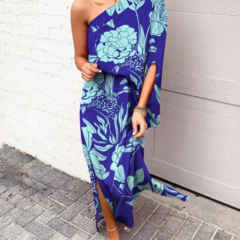 Lilian - One-Shoulder Floral Maxi Dress