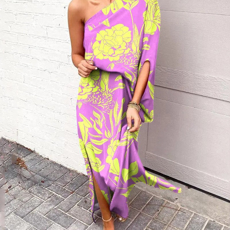 Lilian - One-Shoulder Floral Maxi Dress