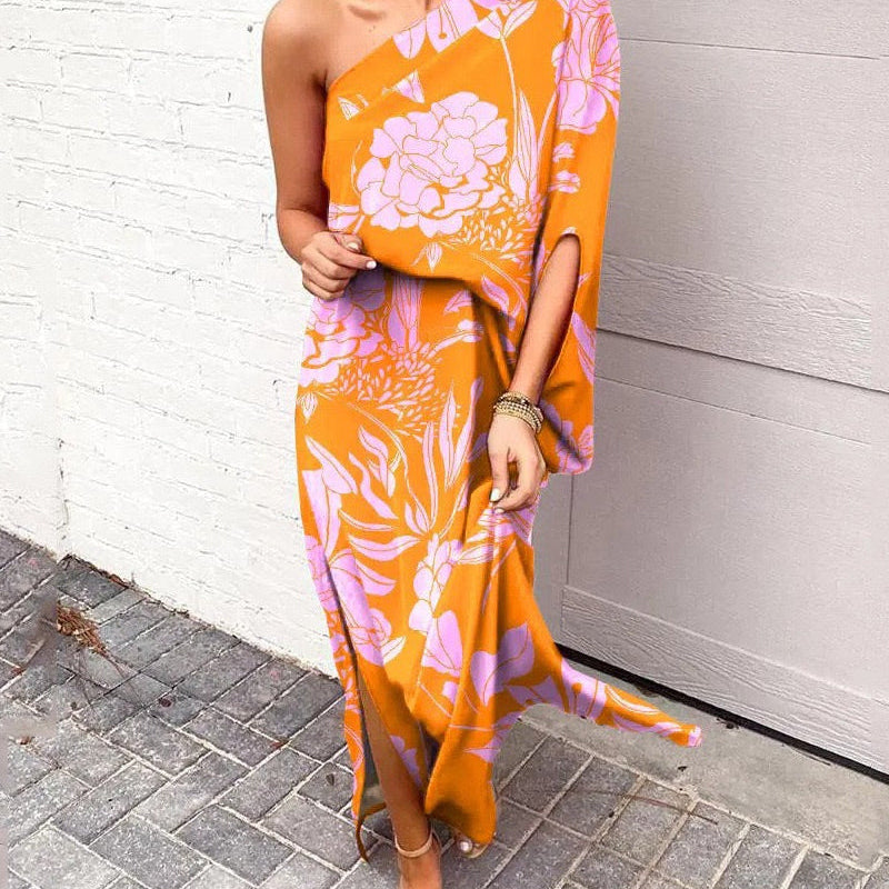 Lilian - One-Shoulder Floral Maxi Dress