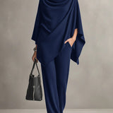 Sarina™ Elegant Drape Two-Piece Set | Flowing Top and Wide-Leg Trousers