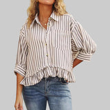 Kolet Casual Summer Ruffled Button Down Blouse | Breezy Elegant Summer Top