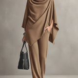 Sarina™ Elegant Drape Two-Piece Set | Flowing Top and Wide-Leg Trousers