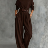Jessica™ Elegant Top &amp; Straight-Leg Pants Set | Fitted Turtleneck and Tailored Trousers