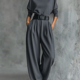 Jessica™ Elegant Top &amp; Straight-Leg Pants Set | Fitted Turtleneck and Tailored Trousers