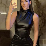 SERAN™ | Women Sleek Faux Leather Top