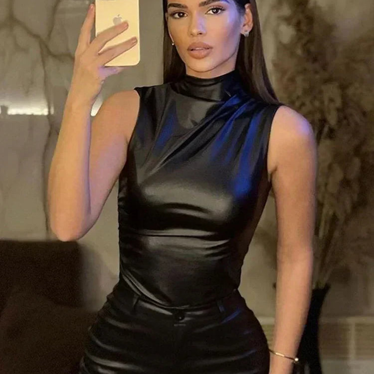 SERAN™ | Women Sleek Faux Leather Top