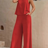 Danielle™ Sleeveless Two-Piece Set | Sleeveless Top and Wide-Leg Pants