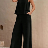 Danielle™ Sleeveless Two-Piece Set | Sleeveless Top and Wide-Leg Pants