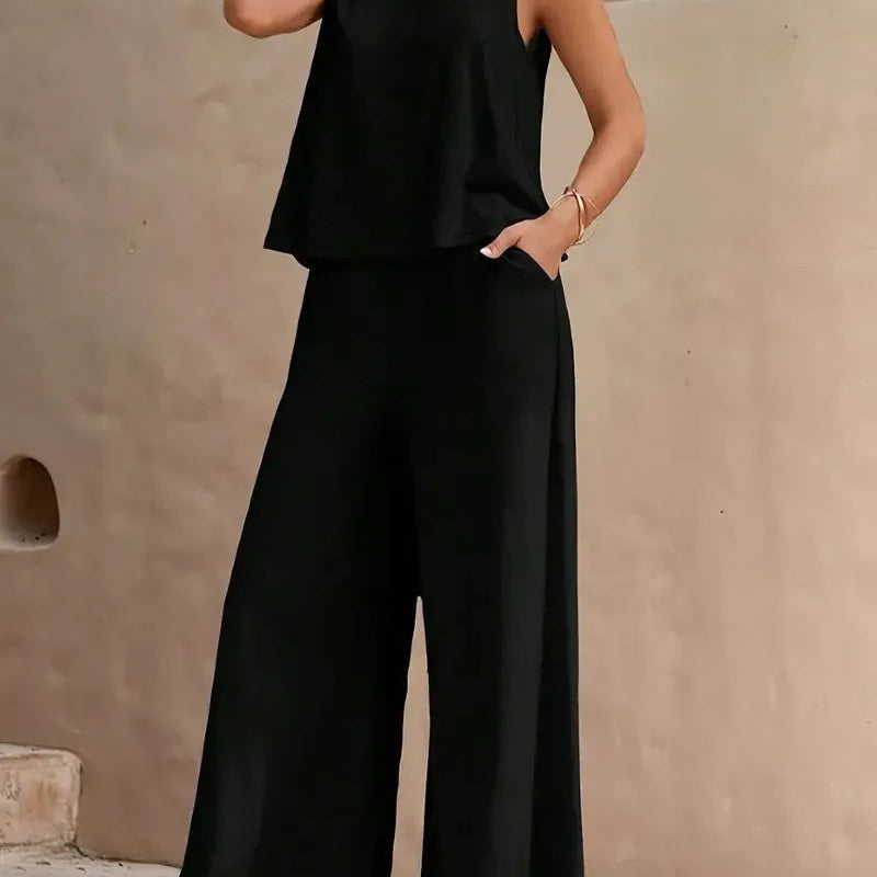 Danielle™ Sleeveless Two-Piece Set | Sleeveless Top and Wide-Leg Pants