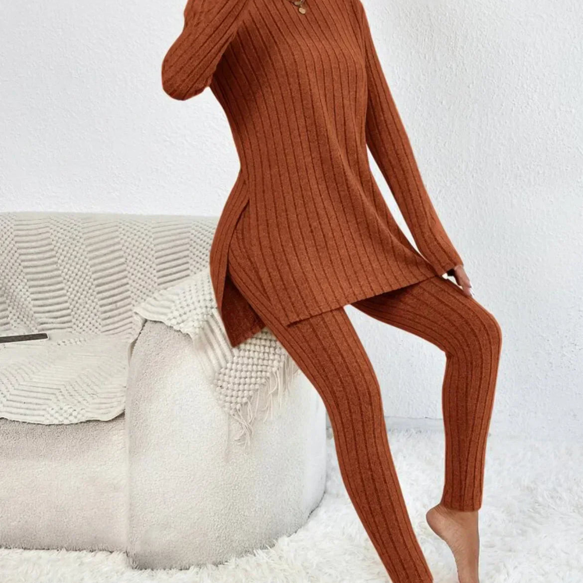 Callie | Women Ribbed Knit Lounge Set