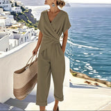 Colleen™ Elegant Two-Piece Set | Wrap-Front Top and Cropped Trousers