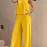 Danielle™ Sleeveless Two-Piece Set | Sleeveless Top and Wide-Leg Pants