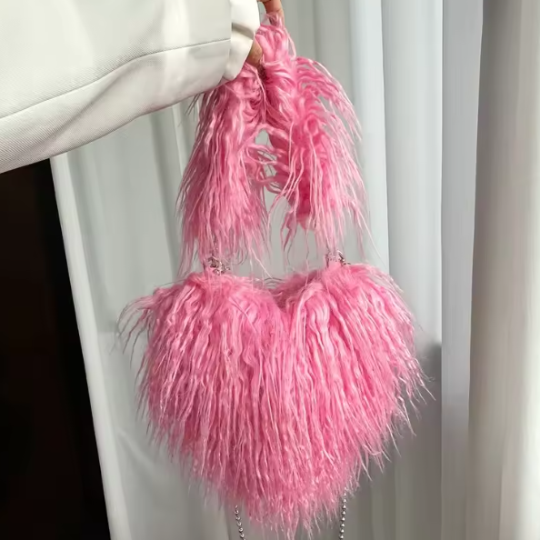 Felize | Women Heart Plush Crossbody Bag
