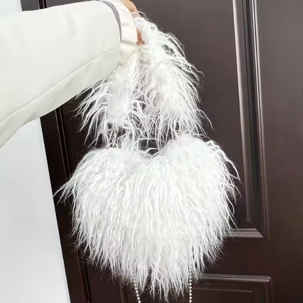 Felize | Women Heart Plush Crossbody Bag