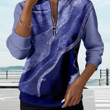Emma | Half-Zip Sweatshirt With Vintage Print