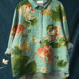 Claudia Fish Art Shirt | Artistic Long Sleeve Shirt