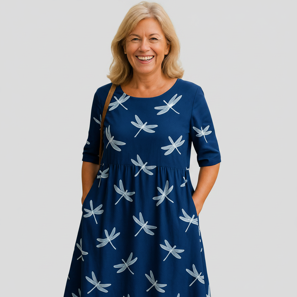 Blanche | Robe midi bleu marine