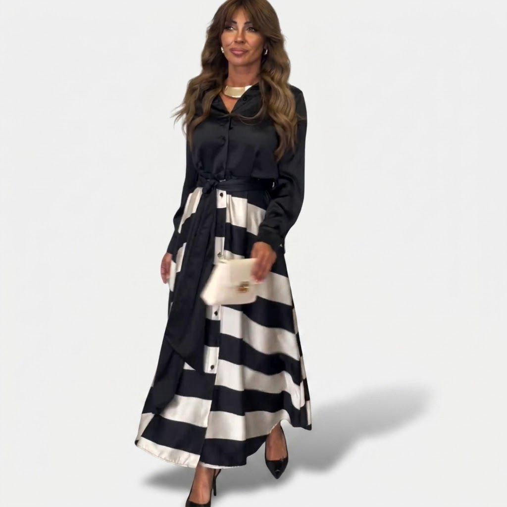 Blanche | Robe longue rayée